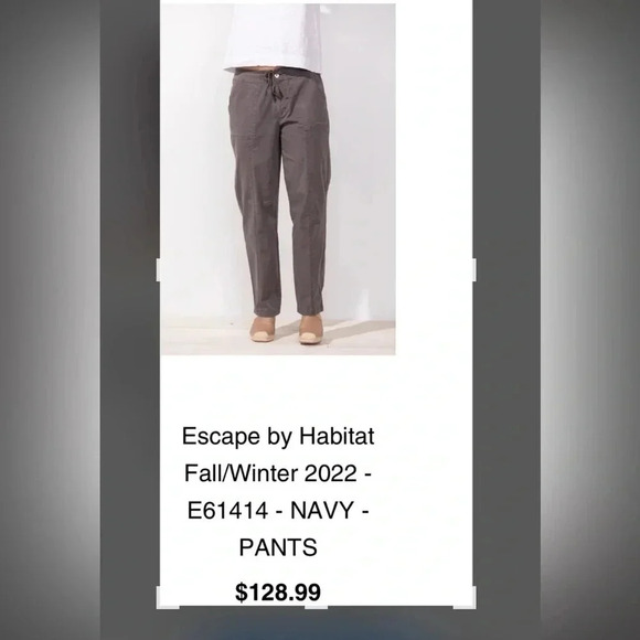 HABITAT  navy cotton pants.NWT 128$ drawstring,zipper,pockets,utility,coastal - Picture 3 of 16